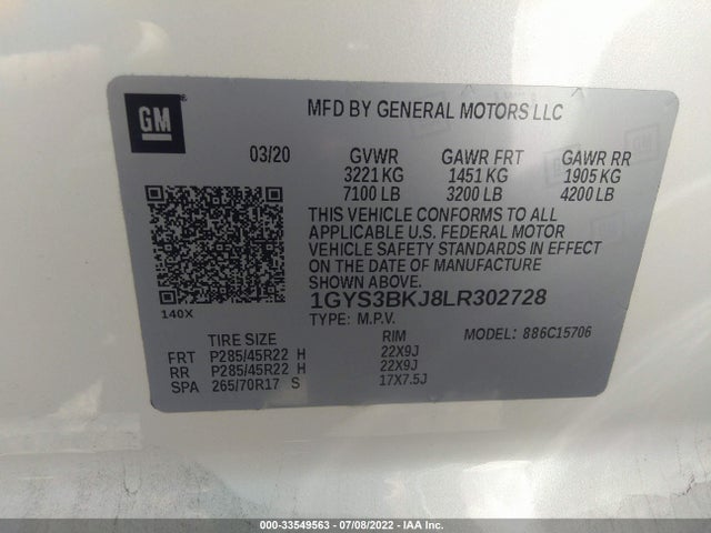 2020 Cadillac Escalade, VIN: 1GYS3BKJ8LR302728