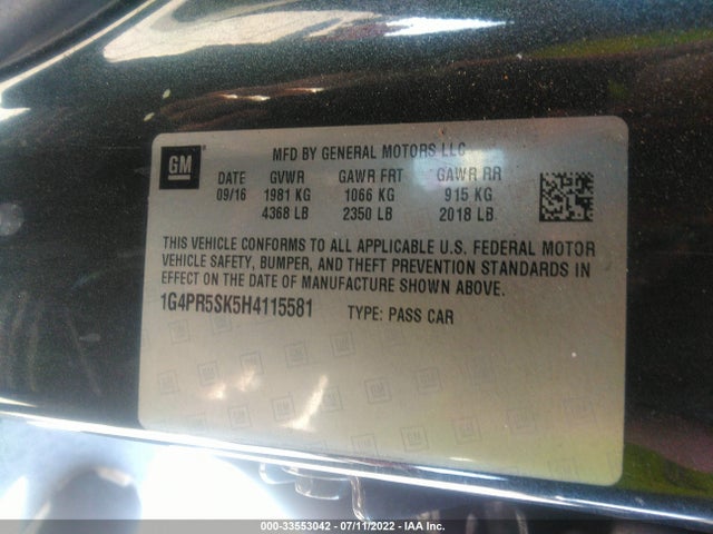 2017 Buick Verano, VIN: 1G4PR5SK5H4115581