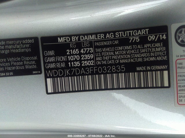 2015 Mercedes-Benz SL-Class, VIN: WDDJK7DA3FF032835