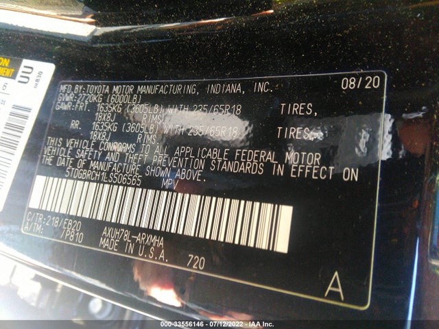 2020 Toyota Highlander, VIN: 5TDGBRCH1LS506565