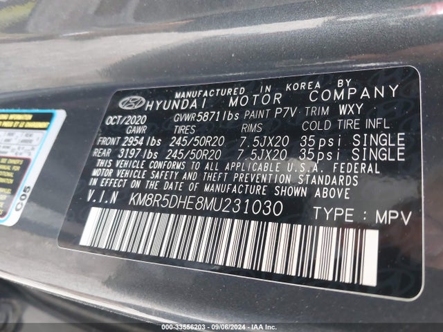 KM8R5DHE8MU231030 Hyundai Palisade Limited