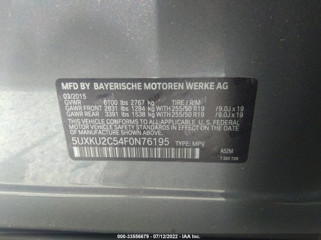 2015 BMW X6, VIN: 5UXKU2C54F0N76195