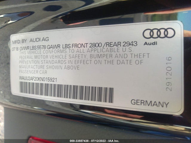 2019 Audi A7, VIN: WAUU2AF20KN015921