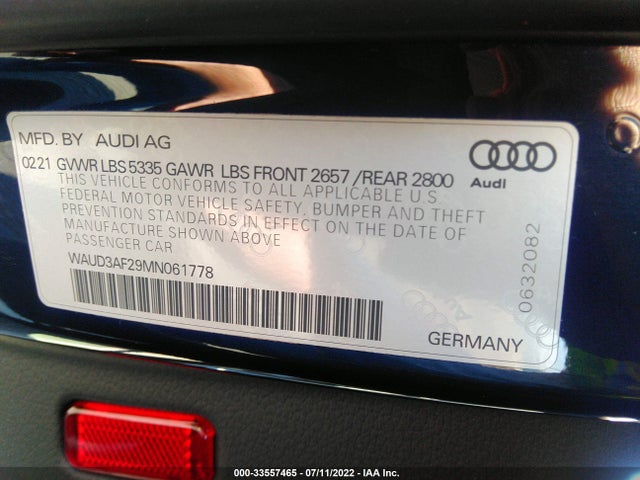 2021 Audi A6, VIN: WAUD3AF29MN061778
