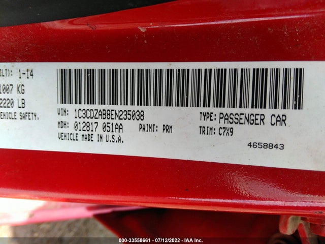 Dodge AVENGER SE 2014 1C3CDZAB8EN235038 Image 9