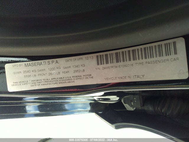 2014 Maserati Ghibli, VIN: ZAM57RTA1E1092016