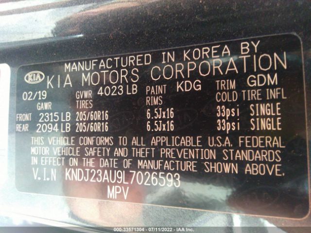 KNDJ23AU9L7026593 KIA SOUL S