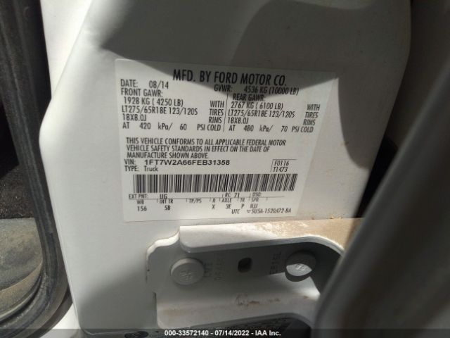 1FT7W2A66FEB31358 Ford Super Duty F-250 Srw Xl/xlt/lariat/king Ranch