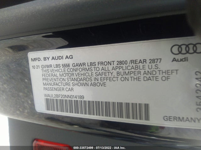 2022 Audi A6, VIN: WAUL2BF20NN014189