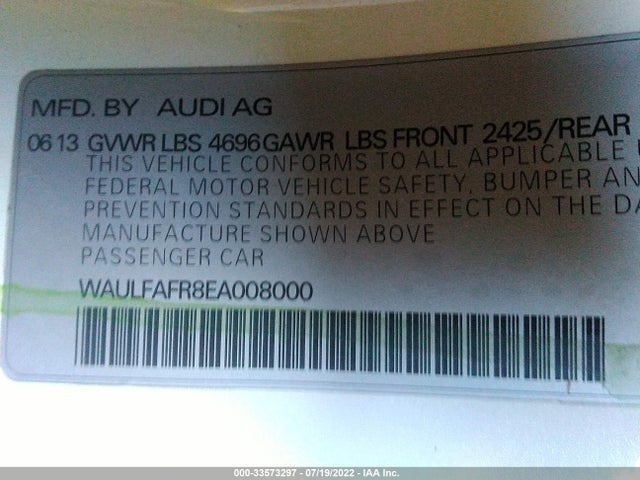2014 Audi A5, VIN: WAULFAFR8EA008000