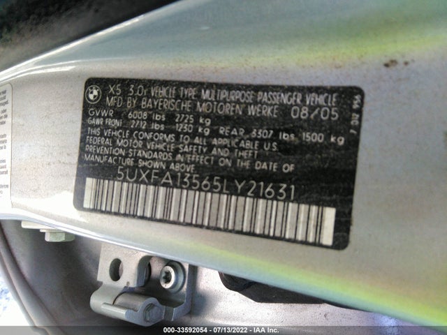 BMW X5 2005 5UXFA13565LY21631 Image 10