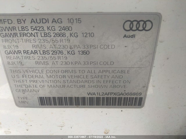 Audi Q5 Premium Plus 2016 WA1L2AFPXGA068869 Image 9