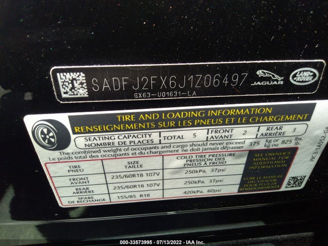 2018 Jaguar E-PACE, VIN: SADFJ2FX6J1Z06497