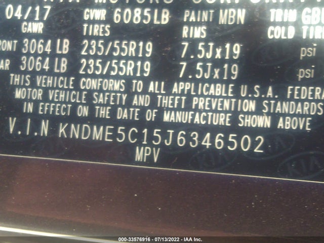2018 Kia Sedona, VIN: KNDME5C15J6346502