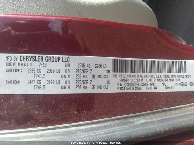 Dodge Grand Caravan American Value Pkg 2014 2C4RDGBG2ER103366 Image 9