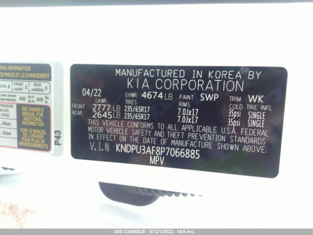 KNDPU3AF8P7066885 KIA Sportage Lx