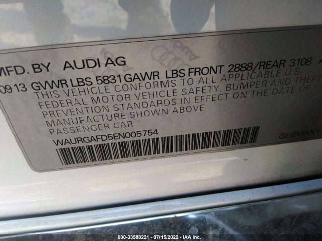 2014 Audi A8, VIN: WAURGAFD5EN005754