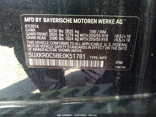 BMW X5 Xdrive35i 2014 5UXKR0C58E0K51781 Image 9