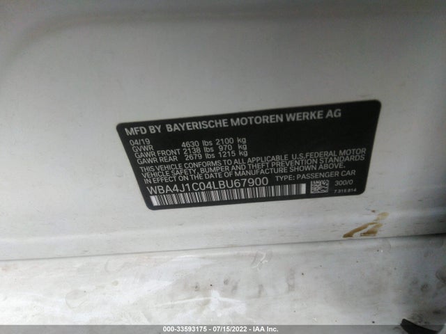 2020 BMW 4 Series, VIN: WBA4J1C04LBU67900