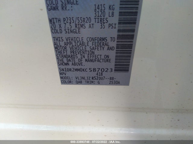 Nissan Pathfinder 2019 5N1DR2MM0KC587023 Image 23