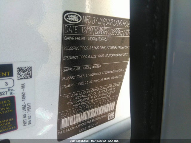 2020 Land Rover Range Rover Sport, VIN: SALWR2RY0LA715517