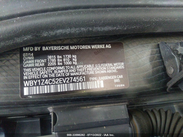 2014 BMW i3, VIN: WBY1Z4C52EV274561