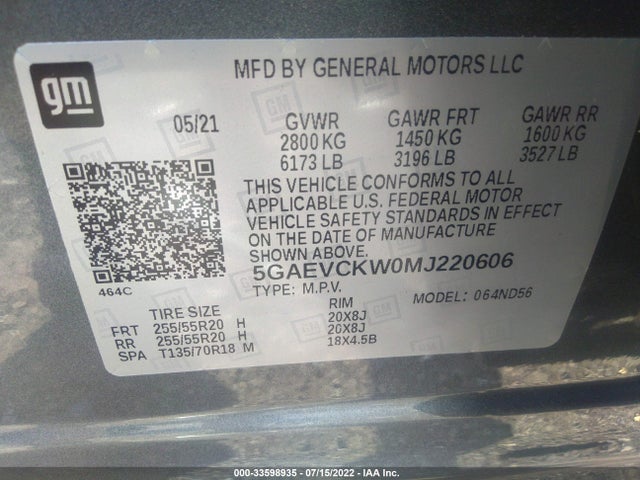 2021 Buick Enclave, VIN: 5GAEVCKW0MJ220606