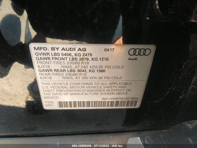 2018 Audi Q5, VIN: WA1ANAFY6J2013604
