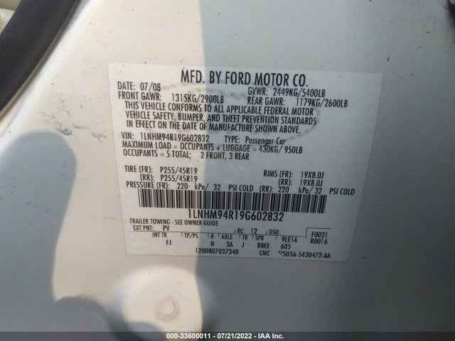 Lincoln MKS 2009 1LNHM94R19G602832 Image 10