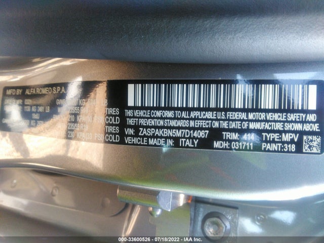 ZASPAKBN5M7D14067 Alfa Romeo STELVIO TI