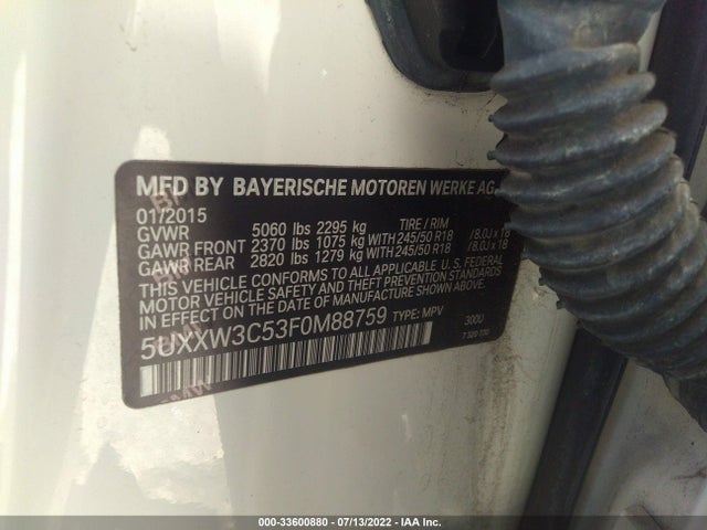 2015 BMW X4, VIN: 5UXXW3C53F0M88759