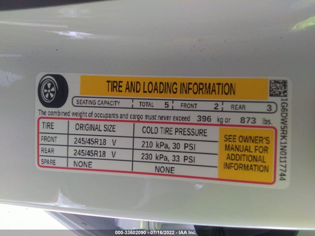 2022 Cadillac CT5, VIN: 1G6DW5RK1N0117744