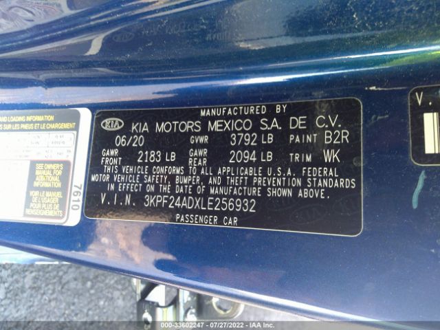 3KPF24ADXLE256932 KIA Forte Lxs