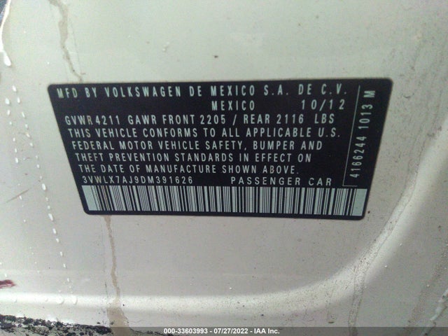 3VWLX7AJ9DM391626 Volkswagen Jetta Sedan Sel W/nav