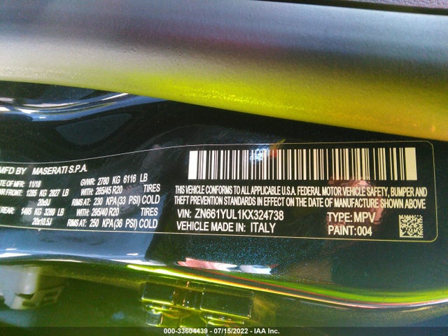 2019 Maserati Levante, VIN: ZN661YUL1KX324738