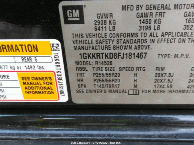 1GKKRTKD8FJ181467 GMC Acadia Denali