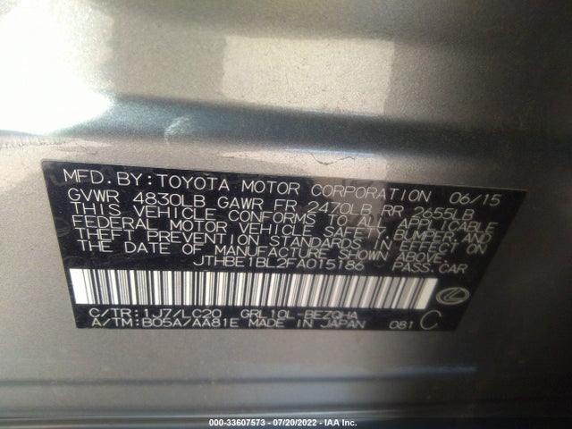 JTHBE1BL2FA015186 Lexus GS 350