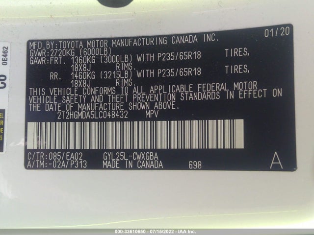 2020 Lexus RX, VIN: 2T2HGMDA5LC048432