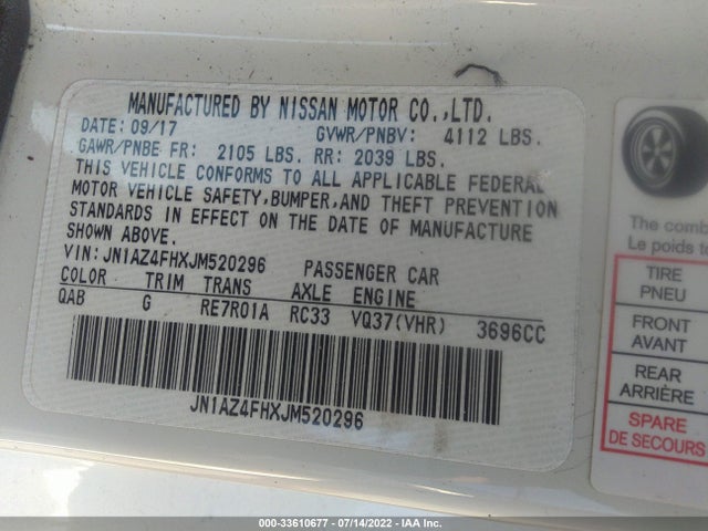 2018 Nissan Z, VIN: JN1AZ4FHXJM520296