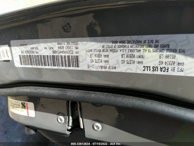 2017 DODGE CHARGER SXT VIN: 2C3CDXHGXHH514896