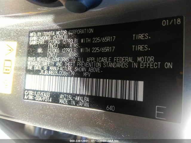 2018 Lexus NX, VIN: JTJBJRBZ8J2086179
