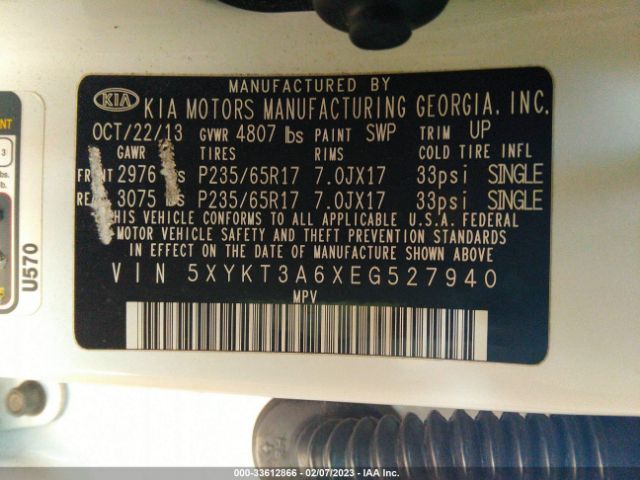 5XYKT3A6XEG527940 KIA SORENTO LX