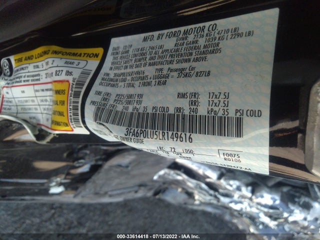 2020 Ford Fusion, VIN: 3FA6P0LU5LR149616