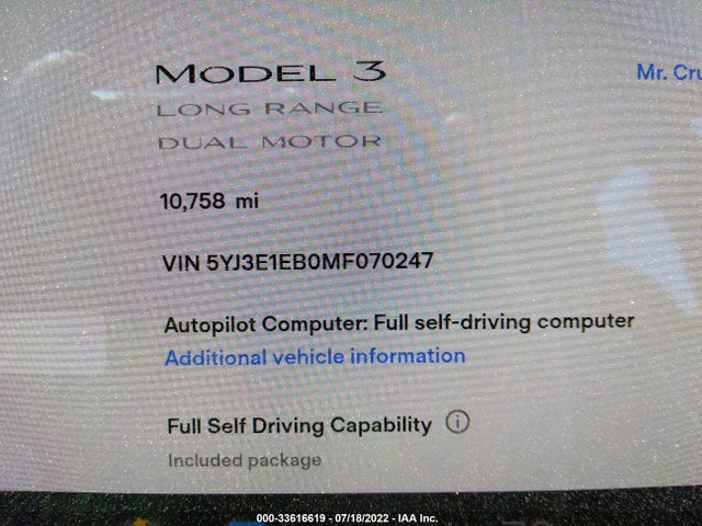Tesla MODEL 3 2021 5YJ3E1EB0MF070247 Image 7