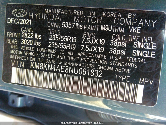 2022 Hyundai Ioniq 5, VIN: KM8KN4AE8NU061832