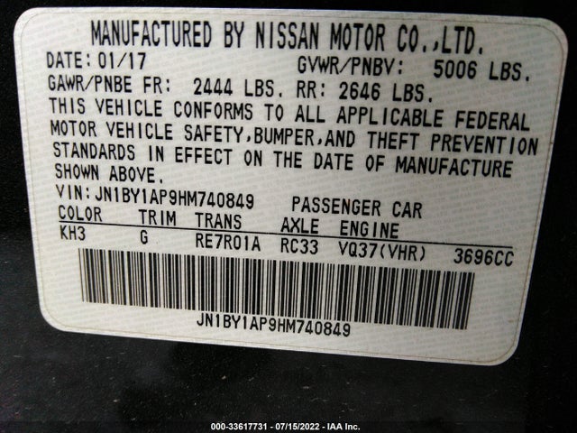 2017 Infiniti Q70, VIN: JN1BY1AP9HM740849