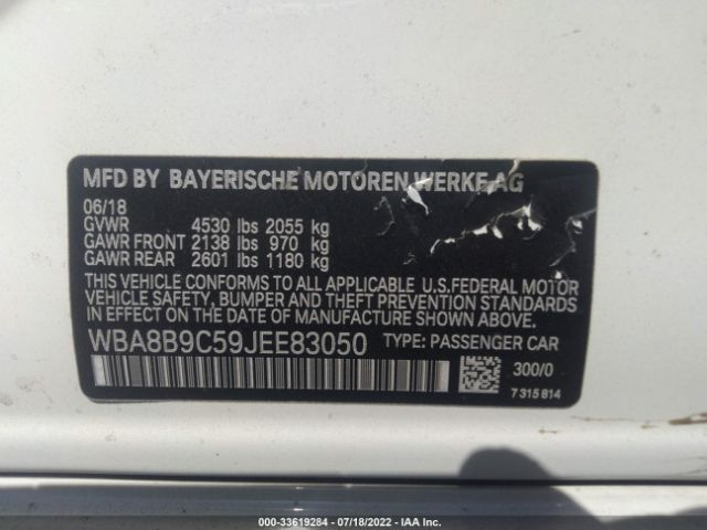 WBA8B9C59JEE83050 BMW 3 Series 330i