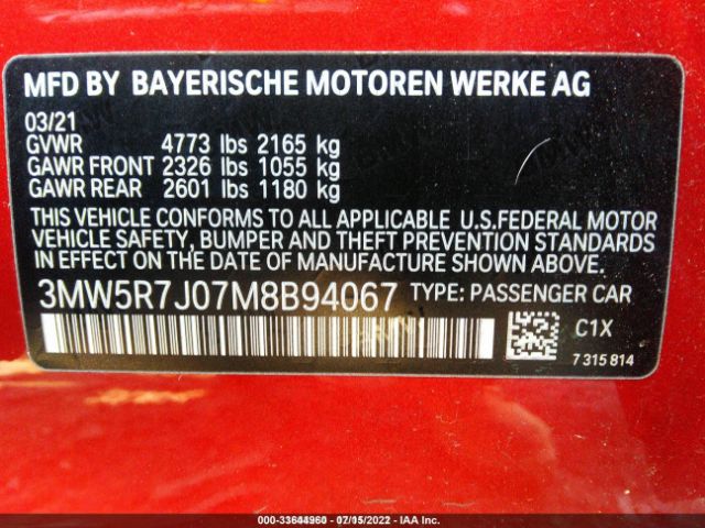 3MW5R7J07M8B94067 BMW 330i Xdrive