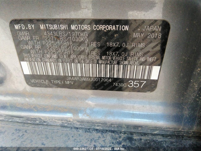 JA4AR3AW9JU017964 Mitsubishi Outlander Sport Se 2.4