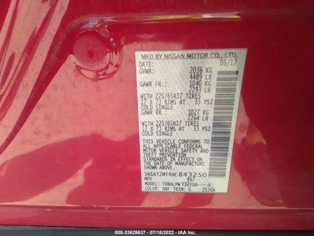 Nissan ROGUE S 2017 5N1AT2MT4HC843250 Image 9